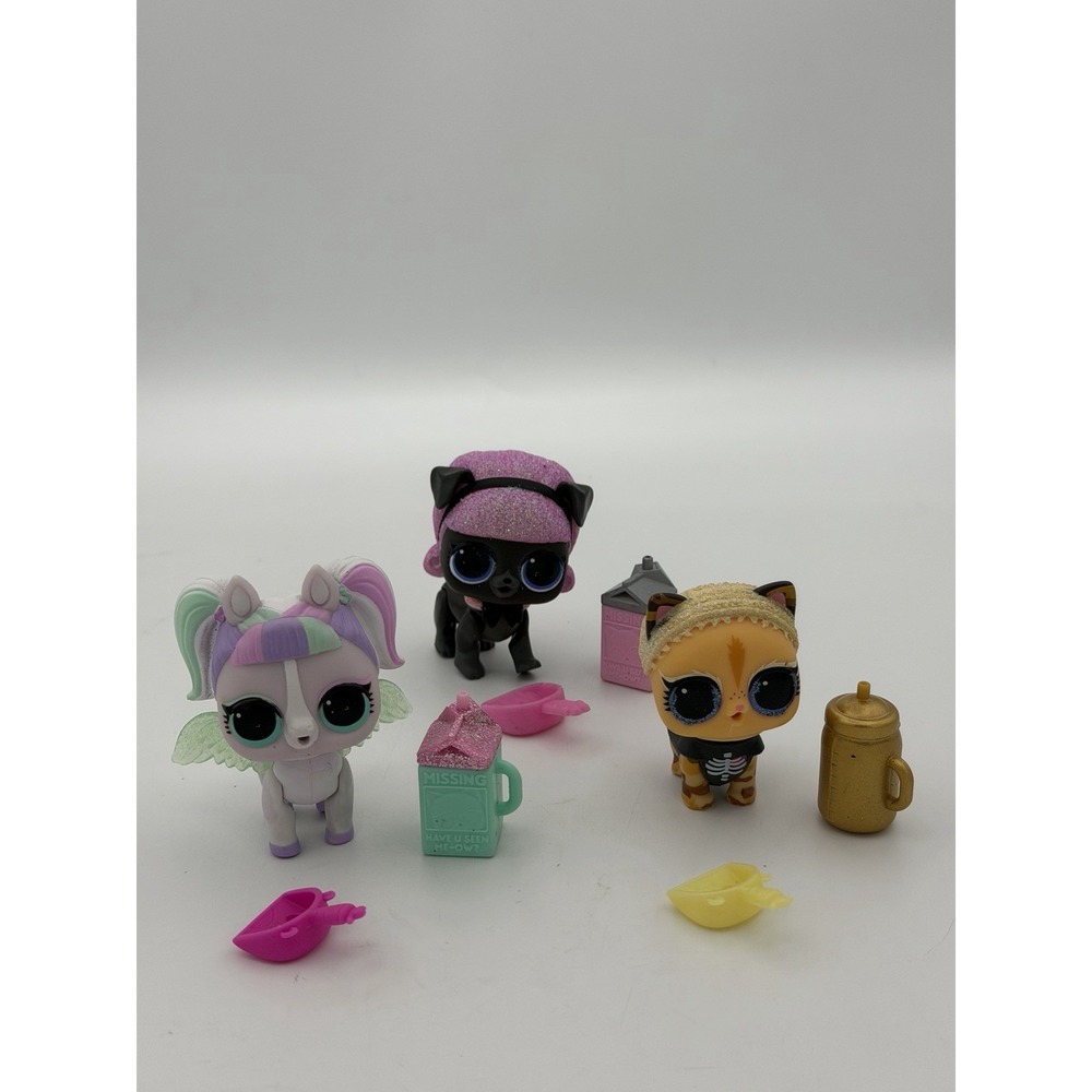 LOL Surprise Pets Lot Unipony Madame Pup Secret Agent Kitty w Accessories MGA